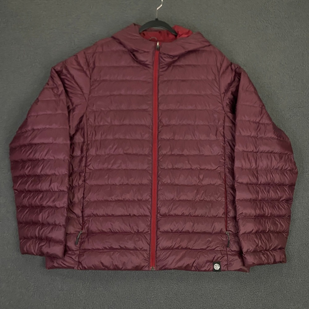 REI Co-op Puffer Jacket Mens XL Burgundy 650 Down Hoodie